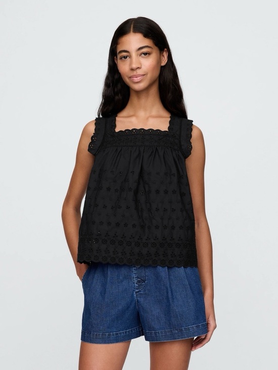 GAP Tops - Gap × DÔEN Eyelet Top Black Coquette Cottagecore Size XS NWT